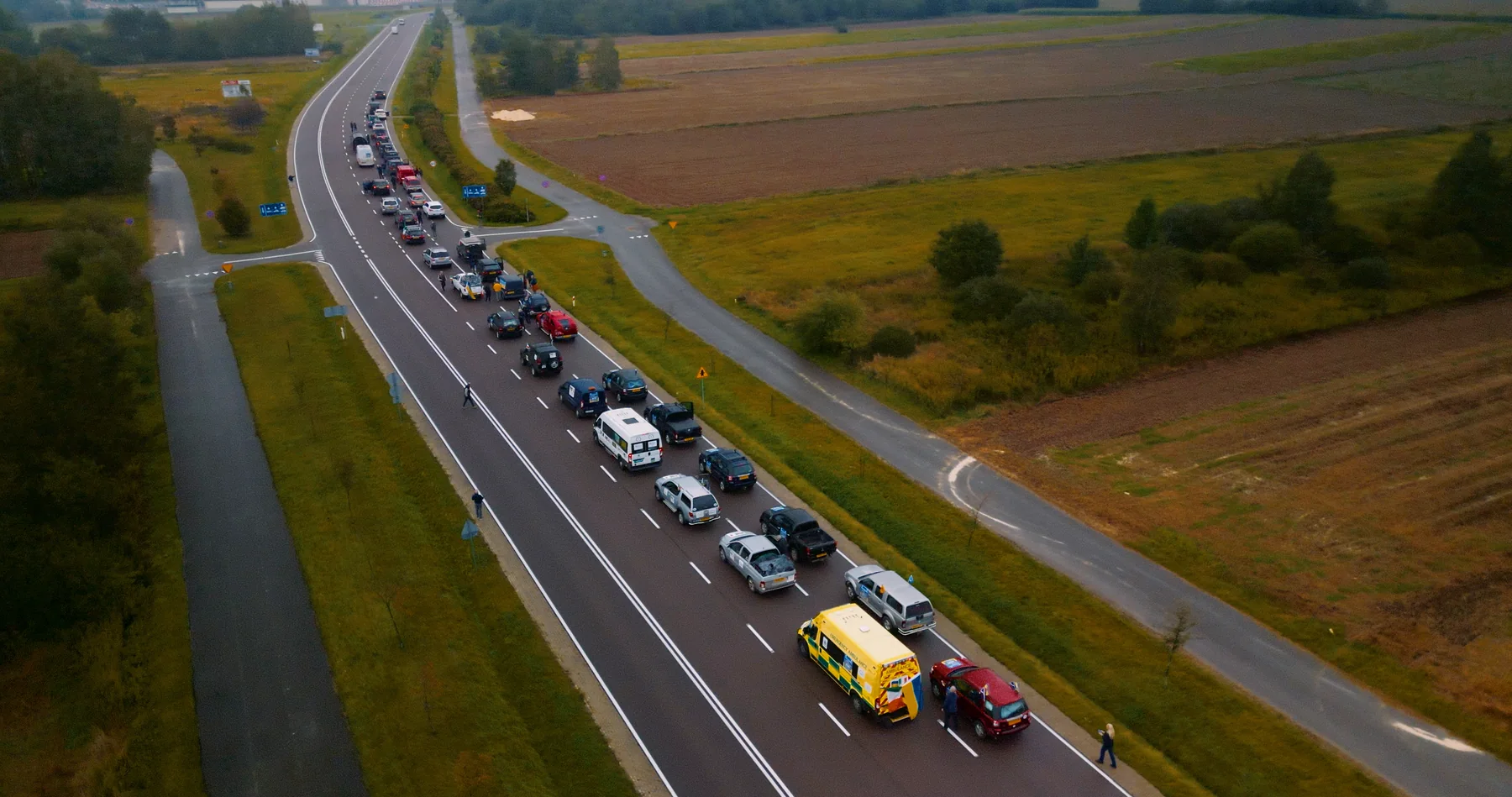 A convoy of donated vehicles and an ambulance travelling from Ireland to Ukraine